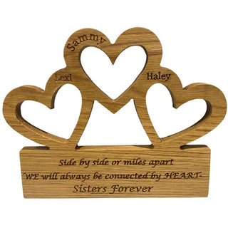 Wooden Sisters and Friends Hearts Ornament