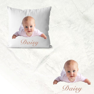Baby photo blanket and cushion set
