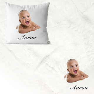 Baby photo blanket and cushion set