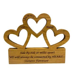 Wooden Sisters and Friends Hearts Ornament