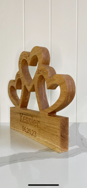 Personalised Oak Hearts Ornament