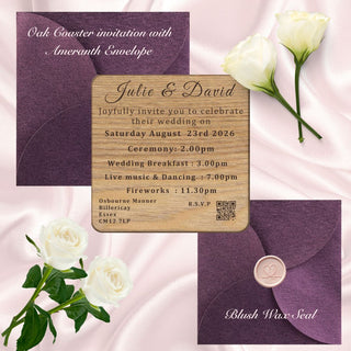 Personalised Wooden Wedding Invitation Coaster