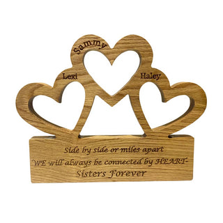 Wooden Sisters and Friends Hearts Ornament