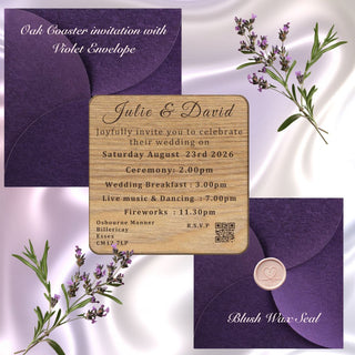 Personalised Wooden Wedding Invitation Coaster