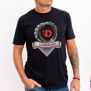 Custom Black Biker T-Shirt – Personalized Flaming Initials