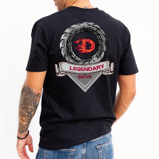 Custom Black Biker T-Shirt – Personalized Flaming Initials