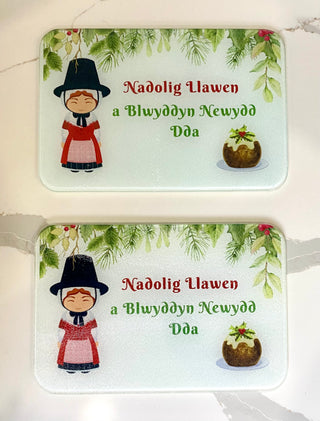 Welsh Lady Christmas Glass Board