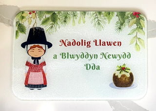 Welsh Lady Christmas Glass Board
