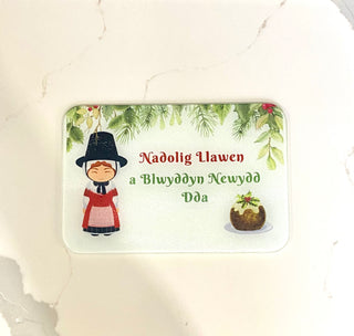 Welsh Lady Christmas Glass Board