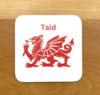Welsh dragon personalised coaster