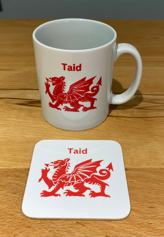 Welsh dragon personalised coaster
