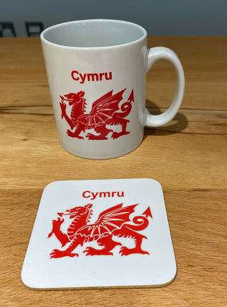Welsh dragon personalised coaster