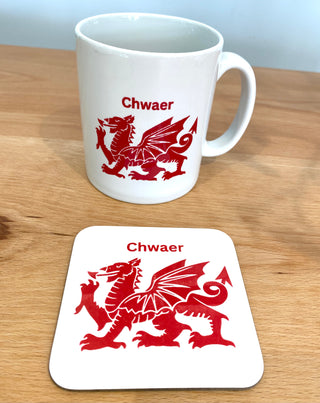 Welsh Dragon Mug and coaster set