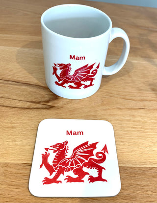 Welsh Dragon Mug and coaster set