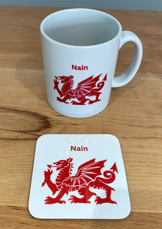Welsh Dragon Mug and coaster set