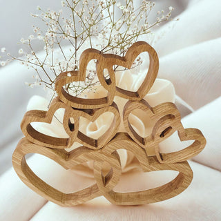 Solid Oak Entwined Hearts Centrepiece