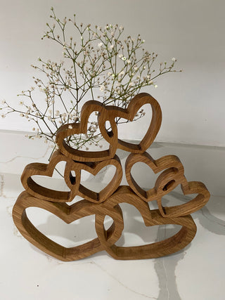 Solid Oak Entwined Hearts Centrepiece