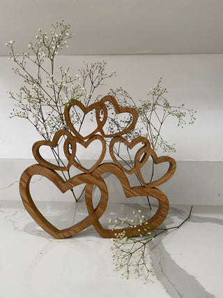 Solid Oak Entwined Hearts Centrepiece
