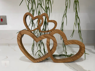 Solid Oak Entwined Hearts Centrepiece