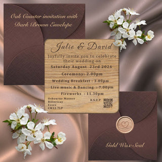Personalised Wooden Wedding Invitation Coaster
