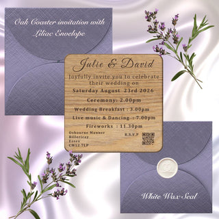 Personalised Wooden Wedding Invitation Coaster