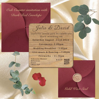 Personalised Wooden Wedding Invitation Coaster