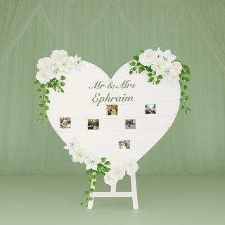 White Wooden Heart Shape  Wedding Decoration