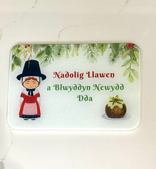 Welsh Lady Christmas Glass Board