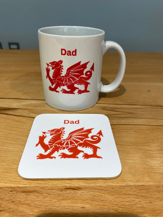 Welsh dragon personalised coaster