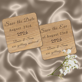 Personalised Wooden Wedding Invitation Coaster